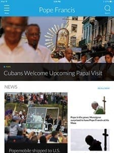 The U.S. Conference of Catholic Bishops has introduced its first mobile app, USA Catholic Church. This is a screen grab from the app. CNS