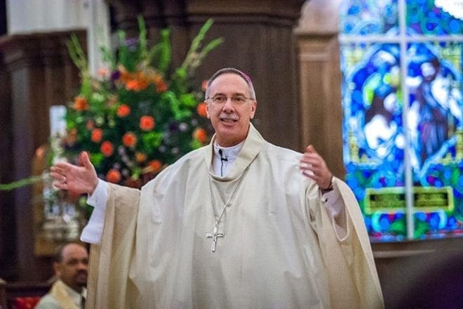 Bishop Luis R. Zarama celebrated Mass for the graduation ceremony at Holy Spirit Church. The program in pastoral theology, sponsored by the archdiocesan Office of Formation and Discipleship, is one of the few programs in Spanish in the United States. Photo By Thomas Spink