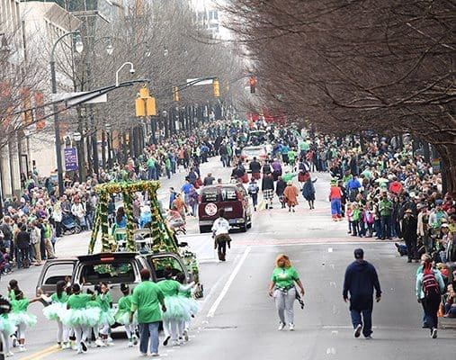The 134th annual St. Patrick’s Parade in Atlanta will include more than 2,000 dancers, musicians, cheerleaders, clowns, nine marching bands and dignitaries. Also on hand will be the Budweiser Clydesdales. Before the parade, a 5K run/walk will take place through Midtown Atlanta. 