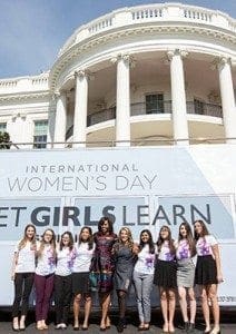 Our Lady of Mercy High School, Fayetteville, alumna Simone Cowan, fourth from left, class of 2015, spent International Women’s Day with First Lady Michelle Obama, while celebrating the one-year anniversary of "Let Girls Learn." The day was observed on Tuesday, March 8.