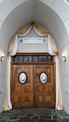 The Holy Door at the Monastery of the Holy Spirit, Conyers, has been the site of pilgrimages for small and large parish groups since the opening on Feb. 2. Photo Courtesy of the Monastery of the Holy Spirit