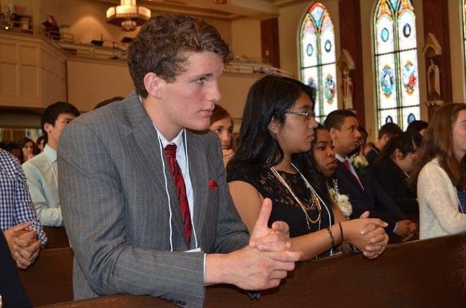 The Youth of the Year from St. Luke Church, Dahlonega, Francesco Mion, left, is involved in the youth program outreach at the north Georgia parish. He hopes to attend seminary in the fall. Photo By Cindy Connell Palmer