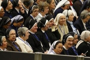 The heads of women's religious orders attend an audience with Pope Francis in Paul VI hall at the Vatican May 12. CNS Photo/Paul Haring