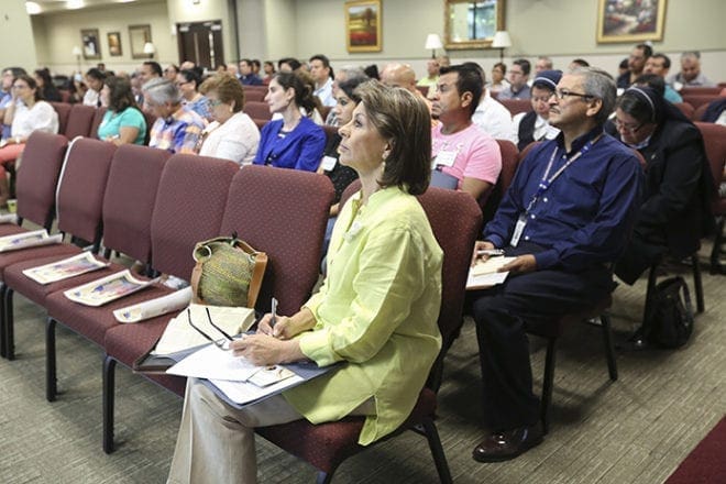 Connie Romero of Holy Cross Church, Atlanta, attends the 2016 Encounter of Hispanic Ministries at the Archdiocese of Atlanta Chancery. Romero and her husband Enrique coordinate Marriage Encounter for the Hispanic community at her parish. Photo By Michael Alexander