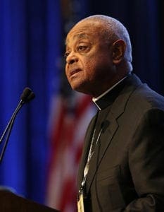 Atlanta Archbishop Wilton D. Gregory addresses the racial divide in the U.S. Nov. 14 during the annual fall general assembly of the U.S. Conference of Catholic Bishops in Baltimore. Archbishop Gregory says that whenever one can play on the fears of some people and depend on the ignorance of others, racism flourishes, and that as a political strategy, such taunting may win votes, but it destroys national unity and our future. CNS photo/Bob Roller 