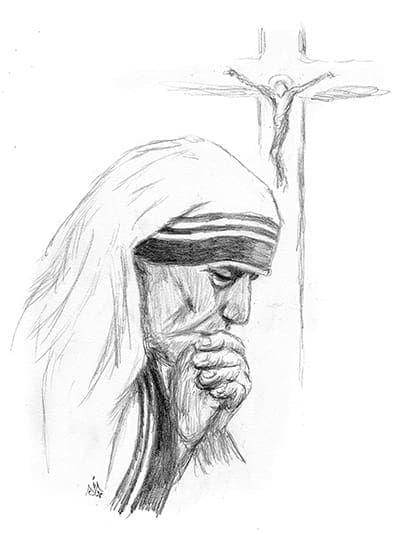 Mother Teresa illustration silence