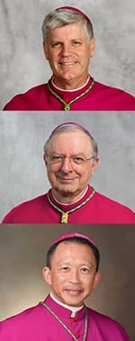 Our archdiocese is blessed with three auxiliary bishops--Bishop Bernard E. Shlesinger III, Bishop Joel M. Konzen, SM; and Bishop John N. Tran-